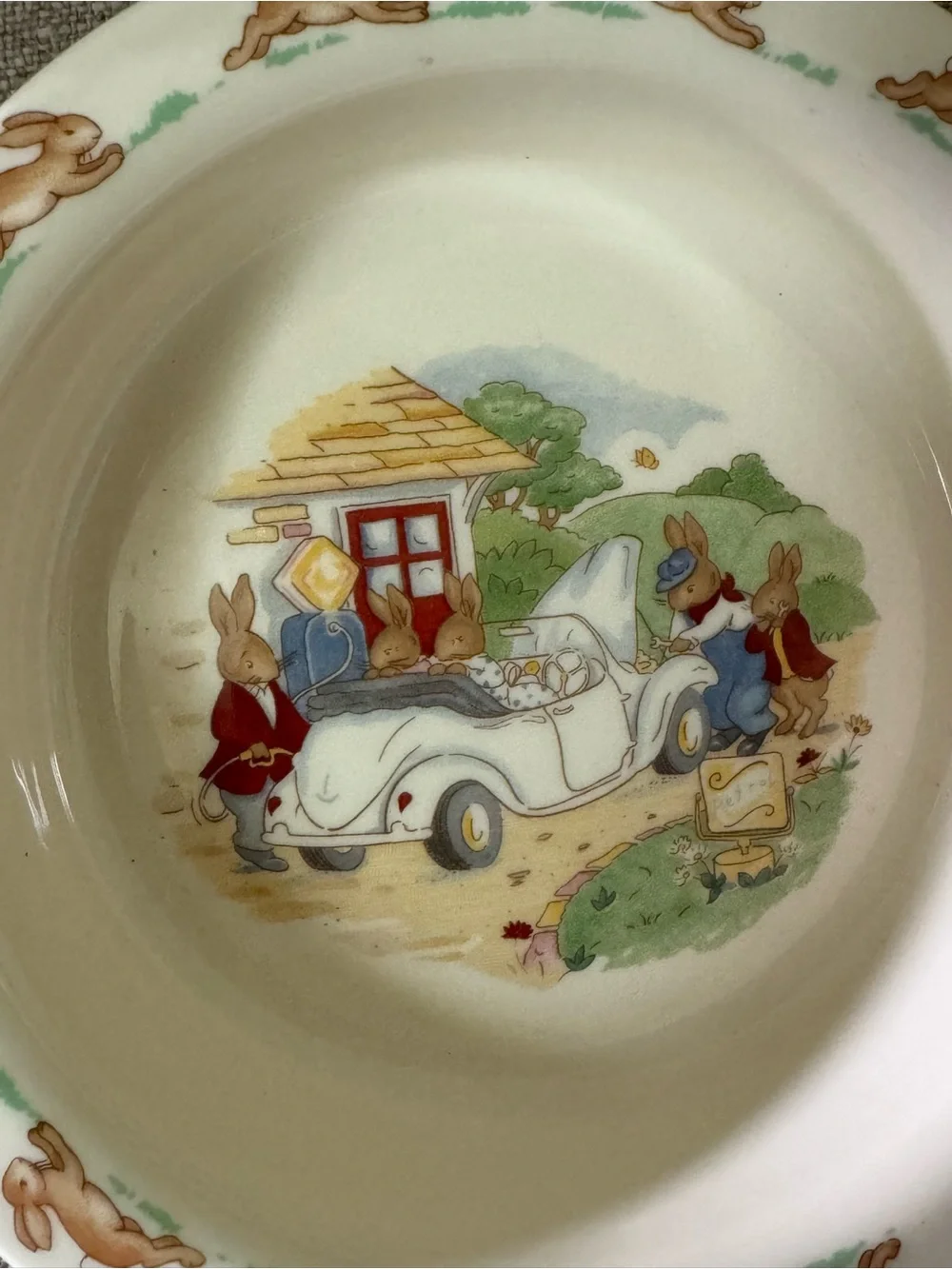 vintage Royal Dalton Bunnykins baby plate set Petrol Sports Car discontinued